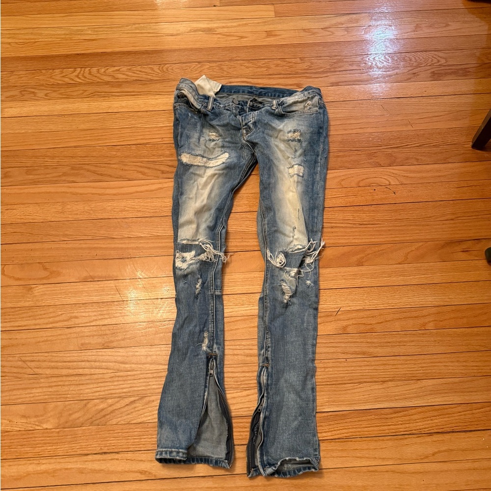 MNML Light Blue Distressed Skinny Jeans
